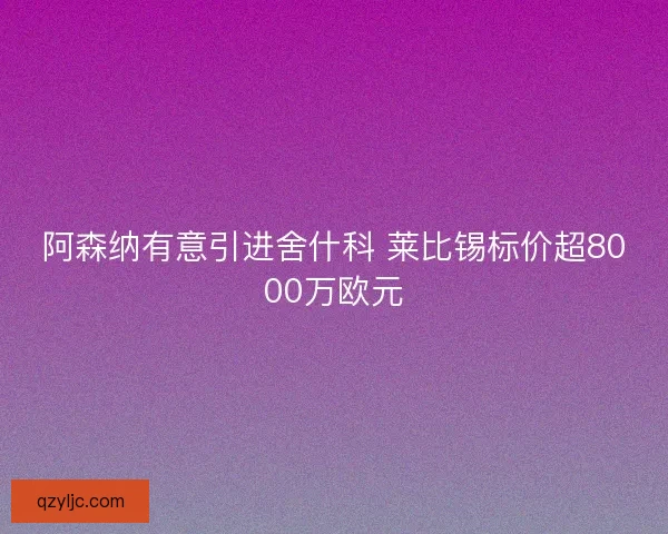 阿森纳有意引进舍什科 莱比锡标价超8000万欧元