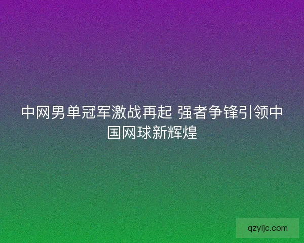 中网男单冠军激战再起 强者争锋引领中国网球新辉煌