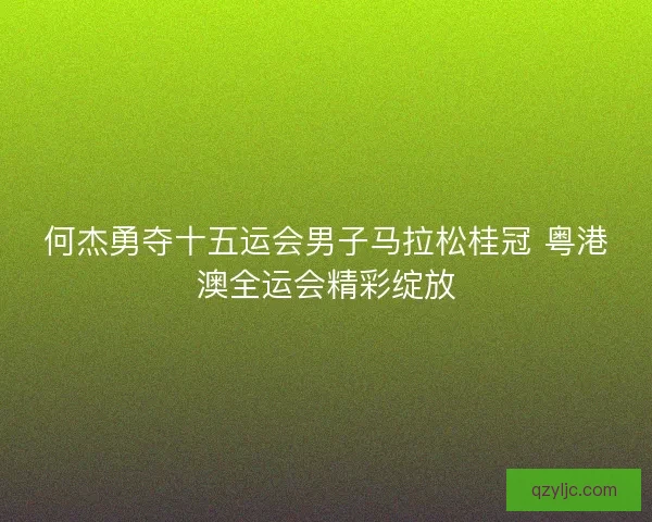 何杰勇夺十五运会男子马拉松桂冠 粤港澳全运会精彩绽放