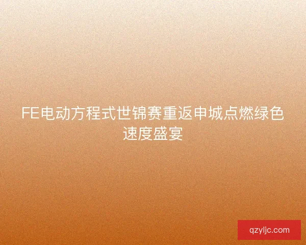 FE电动方程式世锦赛重返申城点燃绿色速度盛宴 FE电动方程式世锦赛重返申城点燃绿色速度盛宴